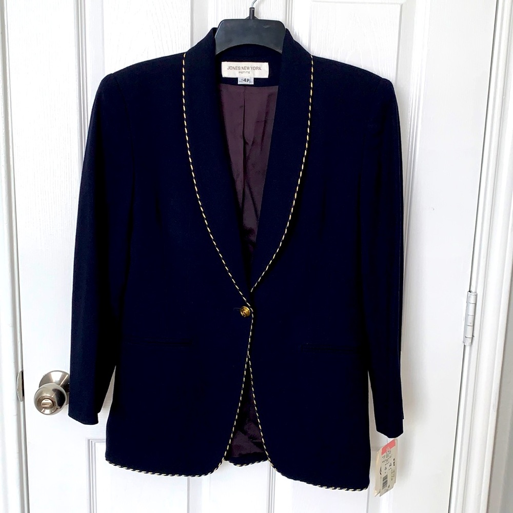 🔺SALE🔺 NWT JONES NEW YORK Vintage Wool Blazer. Navy. 4P